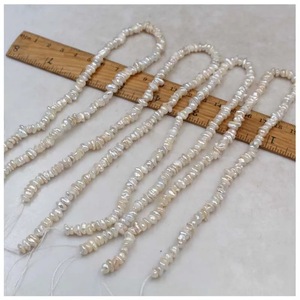 Baroque Shape <strong>Keshi</strong> <strong>Pearl</strong> Strand Natural Freshwater White and Pink <strong>Loose</strong> <strong>Pearls</strong> for Jewelry and Jewelry Making