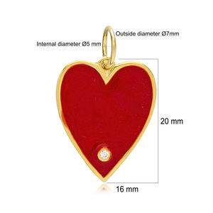 Breloque en émail rouge argent Sterling 925, bijou romantique pour femmes, fait à la main - Product Image 5