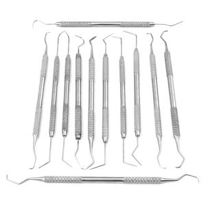 Juego de raspadores dentales de 9 piezas con espejo de inspección, herramientas manuales de limpieza dental de acero inoxidable japonés, certificado CE - Product Image 2