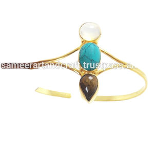 Pulsera chapada en oro con piedra pulsera hecha a mano - Product Image 5