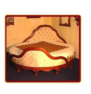 Ensemble de chambre à coucher classique sculpté à la main, lot de meubles en bois, lit rond - Product Image 2