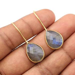 2025 meilleure qualité 925 argent Sterling plaqué or Labradorite poire boucles d'oreilles bijoux de fête de mariage pour les femmes cadeau d'anniversaire - Product Image 2