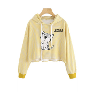Sudaderas con capucha de alta calidad para mujer, Top corto en Color amarillo, con forro polar, sudaderas casuales a la venta - Product Image 2