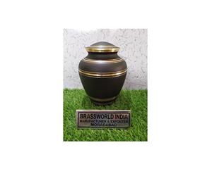 Brassworld อินเดียโลหะโกศสีดำขี้เถ้ากับสายส่องแสงสำหรับผู้ใหญ่อุปกรณ์งานศพทำจากโลหะสไตล์อเมริกัน - Product Image 1