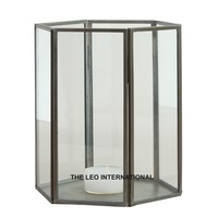 Lanterne à bougie en métal en fer noir éclairage décoratif extérieur intérieur élégant pour pot à bougie unique en béton de qualité artisanale