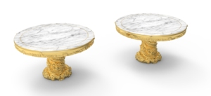 Gold Plating Casting Cake Stand With Marble Top <b>Decorative</b> Cake Stand Premium Quality Fancy Luxuries Desert Cake <b>Sand</b> Server - Product Image 2