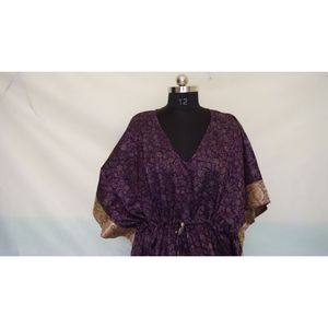 Caftán de seda reciclada para mujer, holgado, de manga corta, de talla grande, Sexy, para playa, Maxi, ropa de dormir, uso Formal, estampado XL - Product Image 3