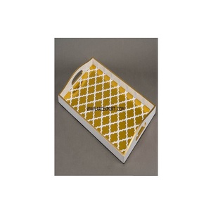 Plateau de luxe en bois et ombre de couleur or et blanc fantaisie dernière arrivée nouveau plateau de sarverware élégant moderne pour la meilleure offre de vente - Product Image 1