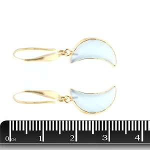 Pendientes de Calcedonia Aqua de 32-33 mm con Alambre de Latón y Plata de Ley, Forma de Luna, Baño de Oro - Product Image 2