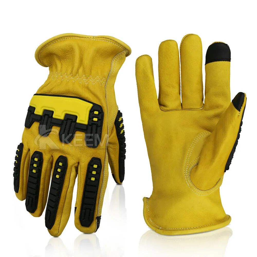 Impact Gloves Sandy Nitrile Protection Water, Cut & Impact Resistant Top Grain Cowhide Gloves TPR Anti Impact Gloves Mechanic