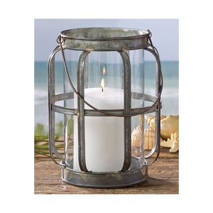 Vintage Home Decorative Farmhouse Galvanized Iron and Glass Decorative <b>Candle</b> <b>Lanterns</b> for Christmas Wholesale Price - Product Image 1