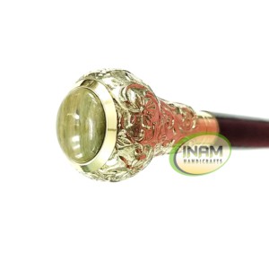 Bastón de madera de calidad Vintage con mango de latón plateado, bastón para caminar de madera con perilla de latón - Product Image 1