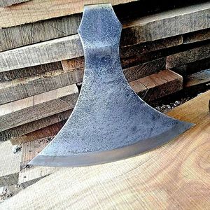 Cabeza de Hacha Vikinga Hecha a Medida para Acampar al Aire Libre, Acero de Damasco con 4 Filos de Corte, 11'' de Longitud Total, 900g, Cabeza de Hacha MDM - Product Image 2