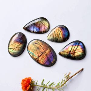 Pendentif en argile polymère pour hommes, labradorite jaune, pendentif de feu, en pierre ample, à facettes, 8mm - Product Image 3