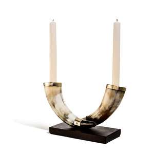 Horn Candle Holder Creative <b>Christmas</b> <b>Gift</b> Brass Rim <b>Table</b> Decor Candlelight Dinner Props Decorative Items - Product Image 1