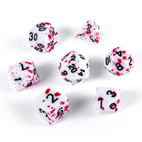 En gros, Ensemble de dés polyédriques D&D Vampire pour jeux de rôle, avec points fuchsia irréguliers et effet éclaboussures de sang, Rouge
