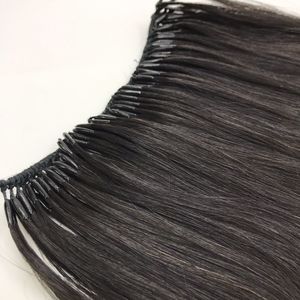 Venta al por mayor de extensiones de cabello humano de doble dibujado Micro Link Extensiones de cabello Natural Recto Color Negro - Product Image 6
