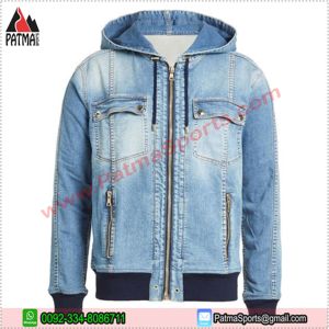 Jaket Jeans Pria Gaya Jalanan Musim Semi dan Gugur Buatan Khusus, Jaket Denim Pakaian Jalanan, Pemasok dengan Lapisan Sherpa - Product Image 5