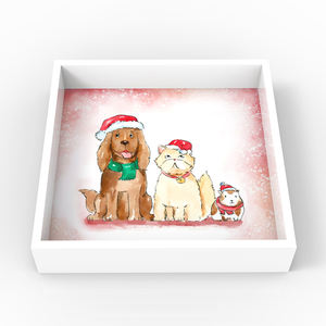 ถาดเสิร์ฟไม้ทรงสี่เหลี่ยมสำหรับสัตว์เลี้ยงในเทศกาลคริสต์มาสเคลือบด้วยมือจากเวียดนาม - Product Image 1
