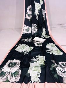 Vêtements de mariage indiens broderie fleur Design travail avec Banarasi imprimé Saree et chemisier non cousu couleur bleue femmes portent Alphanumero - Product Image 6