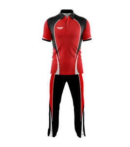 ชุดเครื่องแบบคริกเก็ตสีแดงออกแบบได้ตามต้องการเสื้อยืดและกางเกงที่มีการออกแบบที่เป็นเอกลักษณ์และโลโก้ saamir กีฬาฤดูใบไม้ผลิ/ฤดูร้อน/ฤดูใบไม้ร่วง - Product Image 1