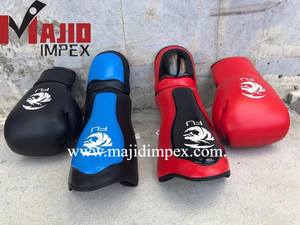 Espinilleras de PU de calidad profesional, suministro directo de fábrica profesional, logotipo personalizado, 8/10/12/14oz, guantes de cuero MMA pu opcionales, espinilleras MMA Muay Thai - Product Image 3