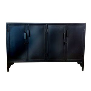 Industrial Vintage Indian Design 3-Door Iron Metal <b>Sideboard</b> Rusty <b>Black</b> Luxury Eco-Friendly Durable Living Room Furniture - Product Image 1