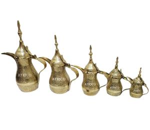Indian Top Selling Latest Premium Quality <b>Silver</b> Plated Luxury Arabic Dallah Turkish Style Sand Casted Embossed Brass Coffee - Product Image 6