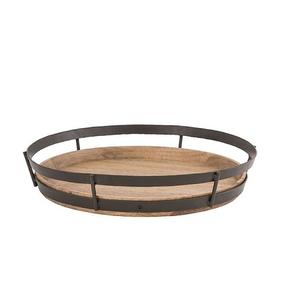 Dernier modèle de plateau de service en bois avec poignées en métal forme ronde plateau thé café taille personnalisée à vendre - Product Image 5