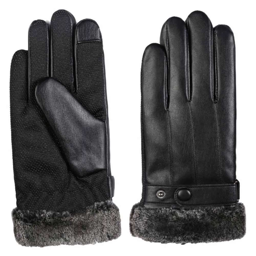 Fashion Formal Men's Dressing Gloves Sheep Skin Leather Driving Warm Lining Gloves High Quality Genuine Leather