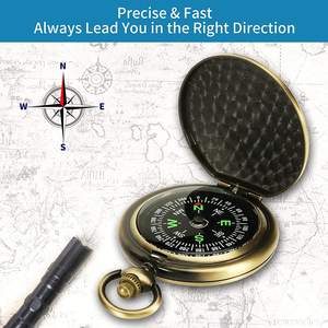 Brújula de bolsillo Vintage clásica de aleación de latón brújula impermeable precisa de Calvin artesanía - Product Image 6