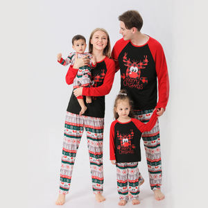 Conjunto de pijama Unisex para dormir, ropa de dormir familiar de manga larga para Navidad, venta al por mayor - Product Image 2