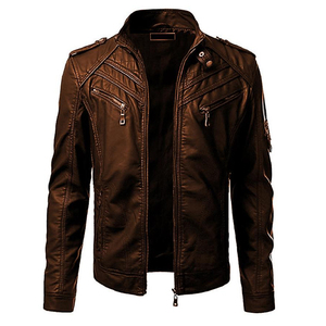 High Quality Custom Made <b>Slim</b> <b>Fit</b> Leather <b>Jacket</b> for Men - Product Image 1