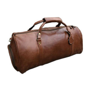 กระเป๋าเล่นยิมวินเทจแบบอินเดียทำมือหนังแท้สไตล์เท่ๆสไตล์อินเดียสำหรับเก็บวันหยุดสุดสัปดาห์ - Product Image 4