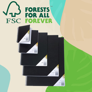FSC Eco Friendly A2 Nghệ Thuật Trực Quan Nhật Ký Nghệ Sĩ Vỏ Nhựa Đen Xoắn Ốc Giới Hạn 120 Trang 110 Gsm Vẽ Máy Tính Xách Tay - Product Image 3