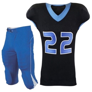 Maillot de football américain personnalisé pour homme, noir et bleu, en mesh, sans manches, col en V, anti-humidité, numéros d'équipe 22 - Product Image 1