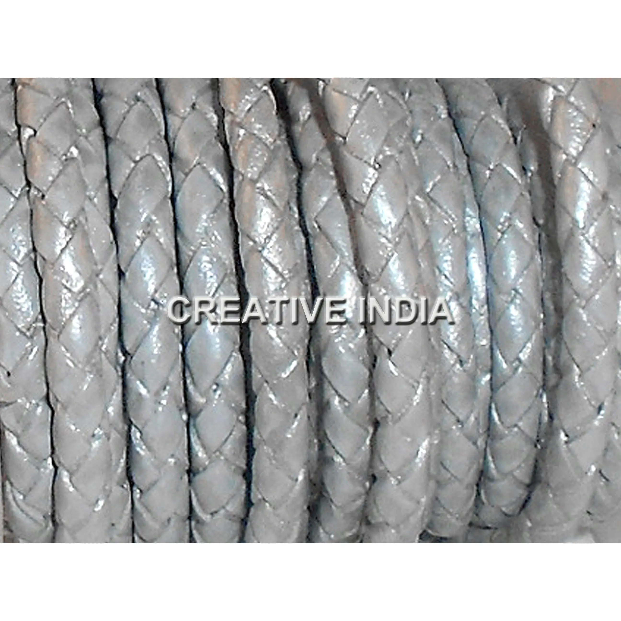 Neues trendiges metallfarbenes Lederseil geflochtenes rundes Seil Großhandel für Großkauf echtes Leder