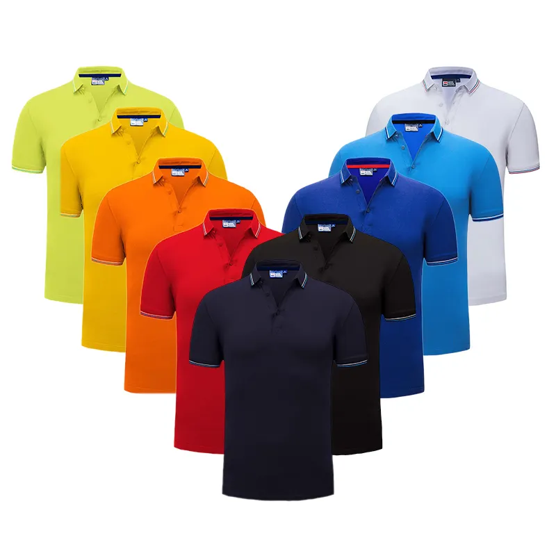 Camiseta polo de poliéster em branco com estampa de logotipo personalizado, camiseta masculina em massa, camiseta de sublimação de alta qualidade, preço baixo