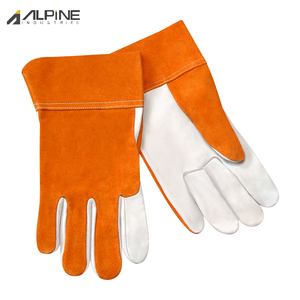 Guantes de Soldadura Industrial resistentes de alta calidad Diseño de cuero dividido de tamaño XL con revestimiento de látex Guantes de seguridad con forro de algodón - Product Image 5