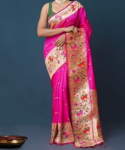 Saris en soie Banarasi, vêtements de fête, mariage, ethnique indien - Product Image 6