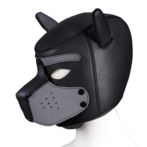 BDSM Leather Face Mask Sex Toy For Bondage Restraints Faux Leather Ear Eye Mask Masquerade Part Adult Sex Mask