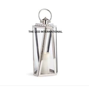 Lanterne à bougie polonaise brillante de forme carrée en métal d'acier inoxydable - Product Image 5