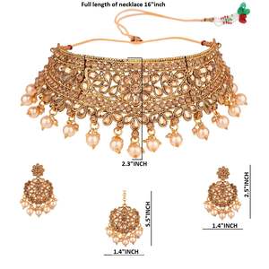 Ensemble de bijoux indiens en cristal, collier ras du cou, boucles d'oreilles goutte d'eau, vente en gros - Product Image 2