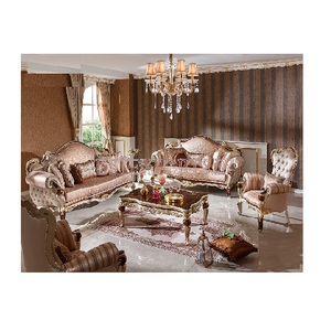 Elegante Juego de Sofás Turcos en Nogal Pulido, Tallado a la Francesa, Juego de Sofás de Lujo de 8 Plazas, Muebles Modernos para Sala de Estar, Conjuntos de Sofás, EE. UU. - Product Image 1