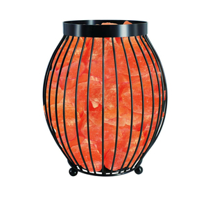 IMPEX PAKISTAN OEM Natural Hand Carved Custom Himalayan Salt Crystals Lamp in Iron Cylinder <b>Basket</b> - Product Image 3
