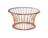 Table basse au design ultime en fer et cuivre avec plateau en verre trempé, mobilier de salon contemporain