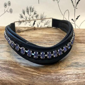 Diadema de Cuero Genuino Hecha a Mano con Cristales Morados Degradados de 8mm, Talla Full Cob - Product Image 2