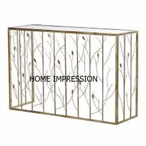 Mirror Top Luxury Centerpiece <b>Gold</b> Rings Console <b>Table</b> Parties Wedding and Events Console <b>Table</b> for Home Hotel Decor <b>Table</b> - Product Image 3