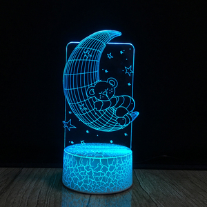 Lámpara de escritorio con USB, luz LED 3D, Luna, oso, ilusión óptica, cambio de 7 colores - Product Image 4