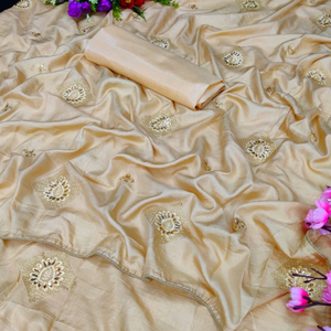 Dola soie lourde pierre broderie travail Saree avec beau chemisier pièce mariage porter indien dames femmes porter Sari bas prix Alphanumero - Product Image 1